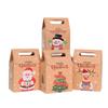 6/10pcs Santa Snowman Reindeer Christmas Gift Bags Kraft Gable Treat Boxes for Packing Candy Cake Party Classroom Exchange