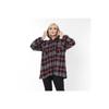 Large Size Cotton Lycra Hooded Shirt With Elastic Sleeves Buttons And Pockets Loose Cut Long Plaid Lumberjack Shirt