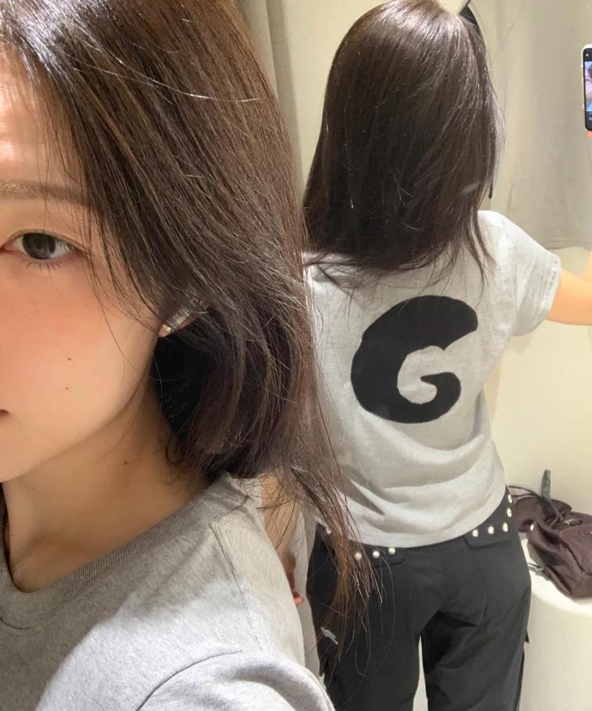 Tansanmageunesyum Horn Applique T-Shirt (Gray)