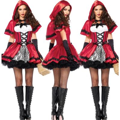 Cadılar Bayramı Kostümü Gotik Kırmızı Başlıklı Kız Kulüp Kraliçesi Kostümü Cosplay Kostüm Sahne Elbisesi
