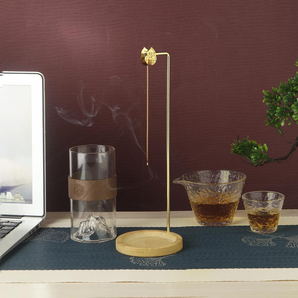 Glass Incense Holder Anti-Ash Flying Incense Burner Snow Mountain Incense Stick Holder with Ash catcher for Yoga Meditation