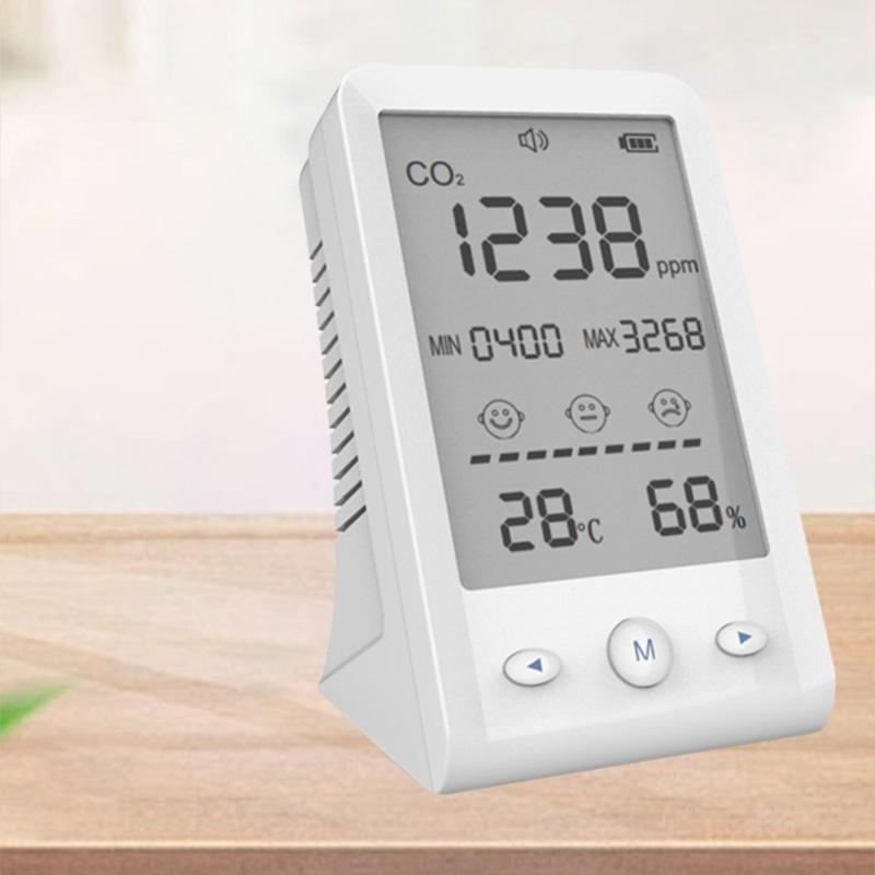 Easy Carry CO2 Temperature Moisture Monitor with LCD Display Small Air Quality Meter for Indoor Air Quality Measurement