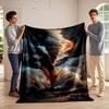 "Surreal Tornado Clouds with Fiery Glow Flannel Blanket for Bedroom, Living Room, Sofa, and Nap Sofas"