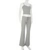 Casual Flare Pants Set for Women Solid Color Crop Tank Top Low Rise Lacing Pants Two Piece Outfit Loungewear Streetwear