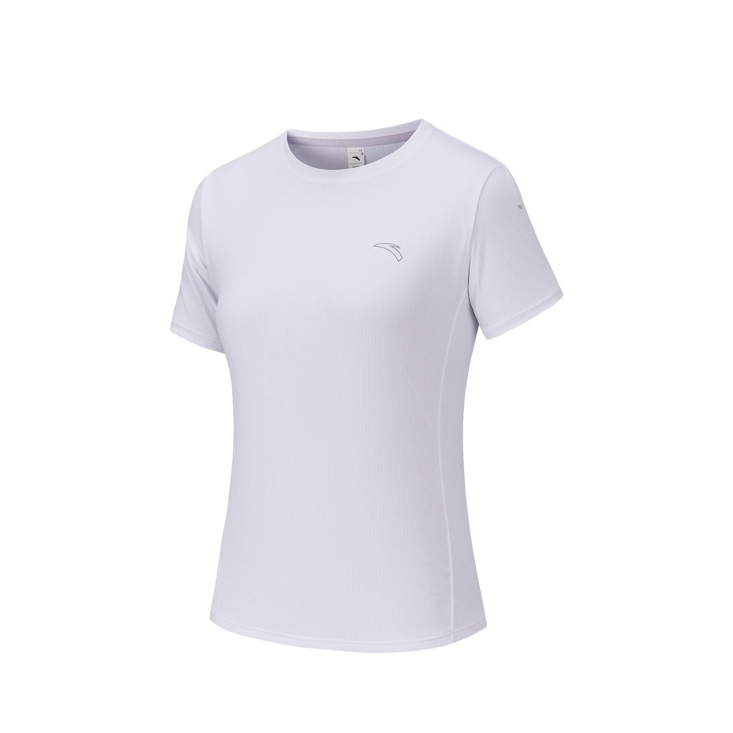 Anta Running Series Womens Short Sleeve Knitted T-Shirt 2026 Summer Women tops Pure-White 962625105-1 XS