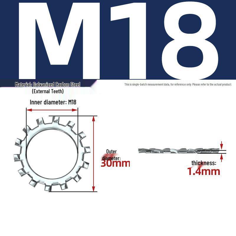 Carbon Steel Zinc-Plated Lock Washer with Inner and Outer Teeth