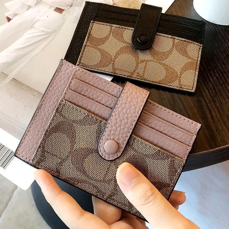 Compact High-End Women's Card Holder: Ultra-Thin Anti-Demagnetization Wallet with Buckle for Students and Driver's License