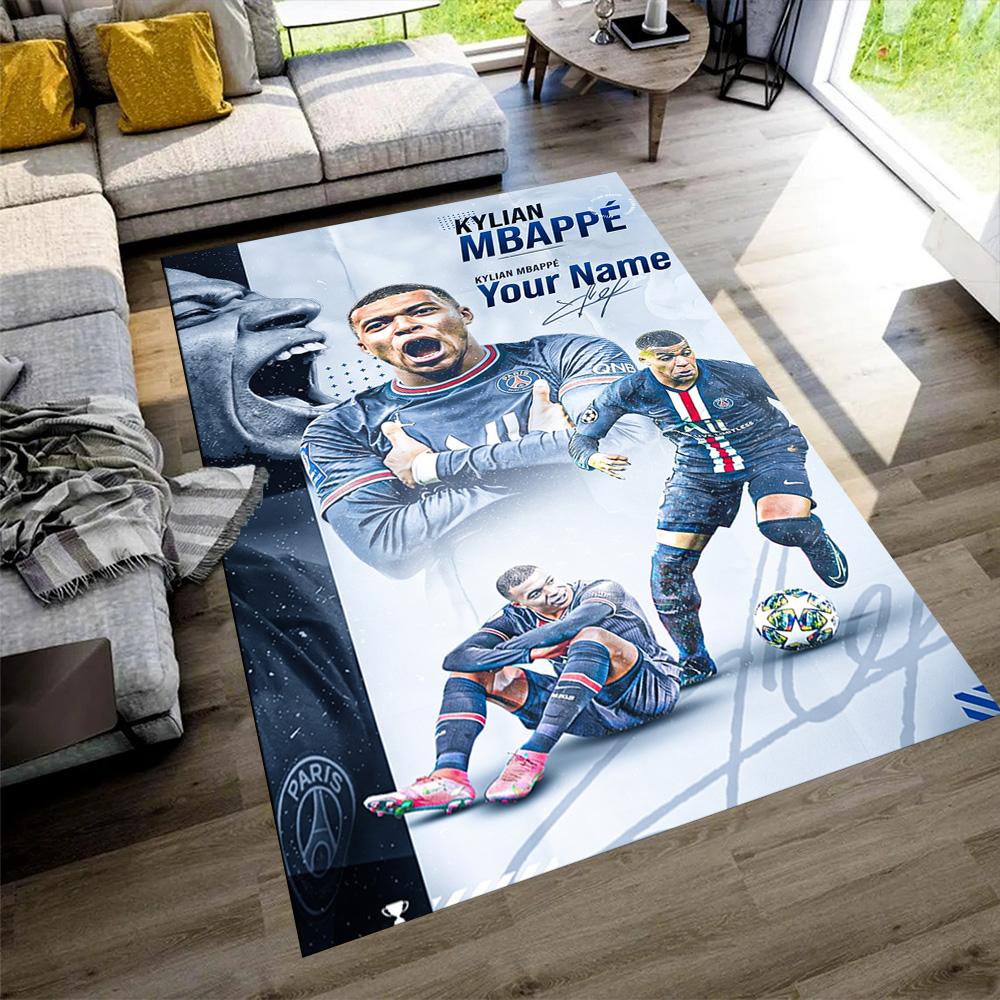 Mbappé Customize Your Name Area Rug Design for Balcony Kitchen Bedrooms Living Rooms Antislip Carpet Office Home Decor Birthday/Christmas Gift