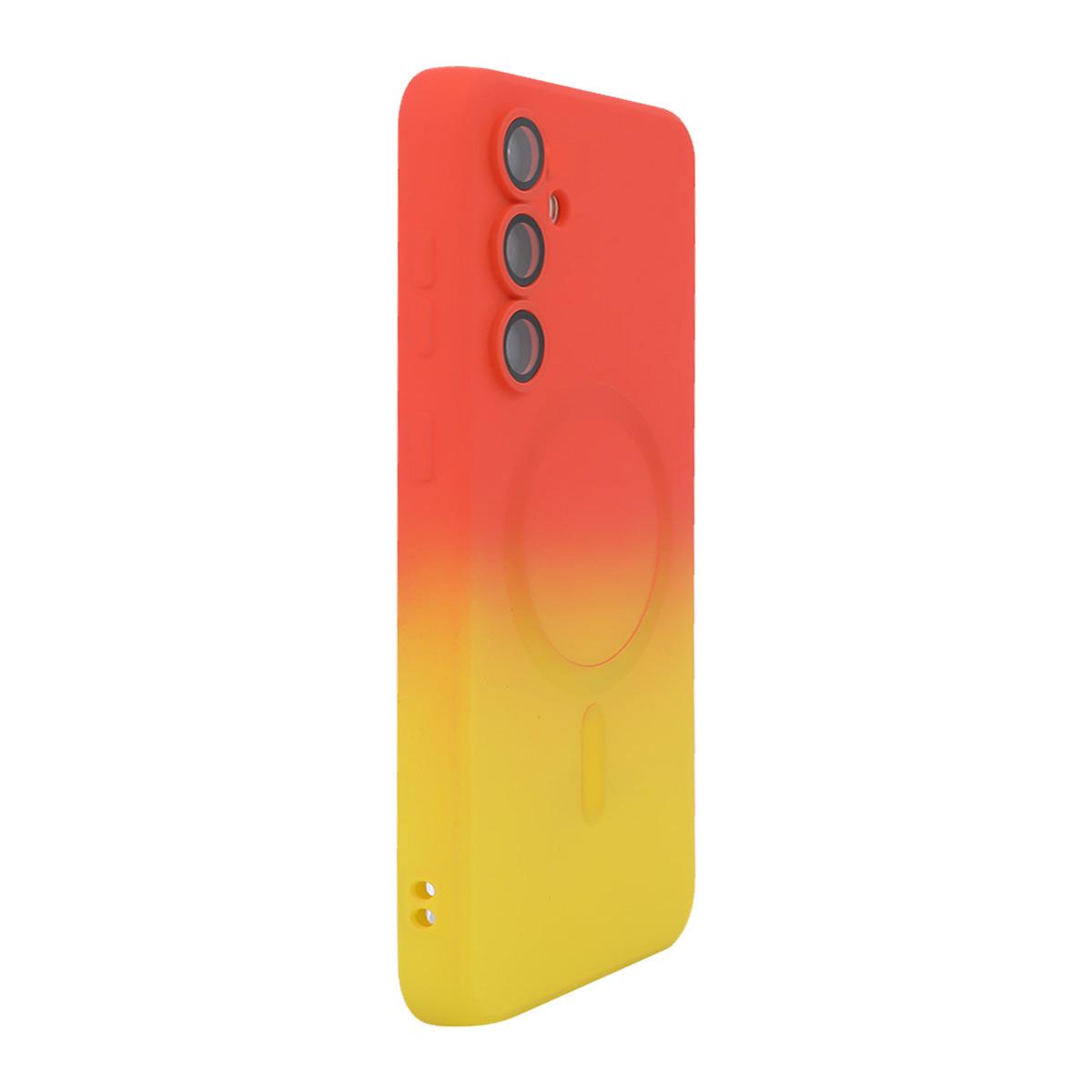 

For Samsung Galaxy A14 4G/Galaxy A14 5G Silicone Case ENAKY HAT PRINCE Gradient Color Cover Compatible with MagSafe Orange+Yellow