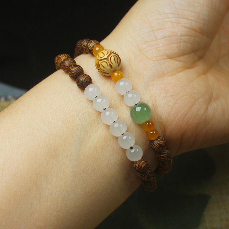 Natural Wood Double Strand Beaded Bracelet, Handmade Ethnic Jewelry for Men Women