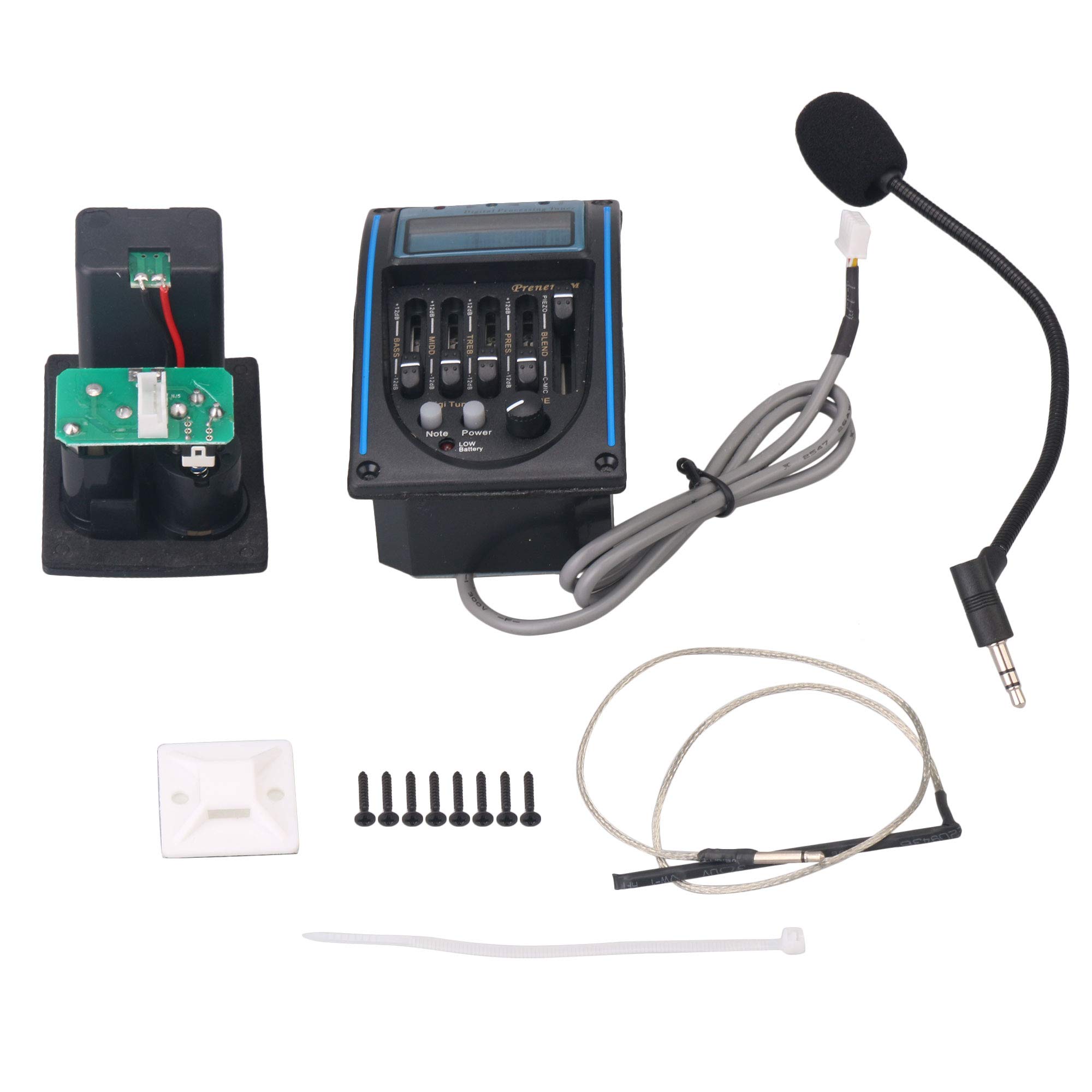 

Bstinay 5-полосный предусилитель с пьезодатчиком для акустической гитары, эквалайзер и ЖК-дисплей, тюнер и микрофон, черный