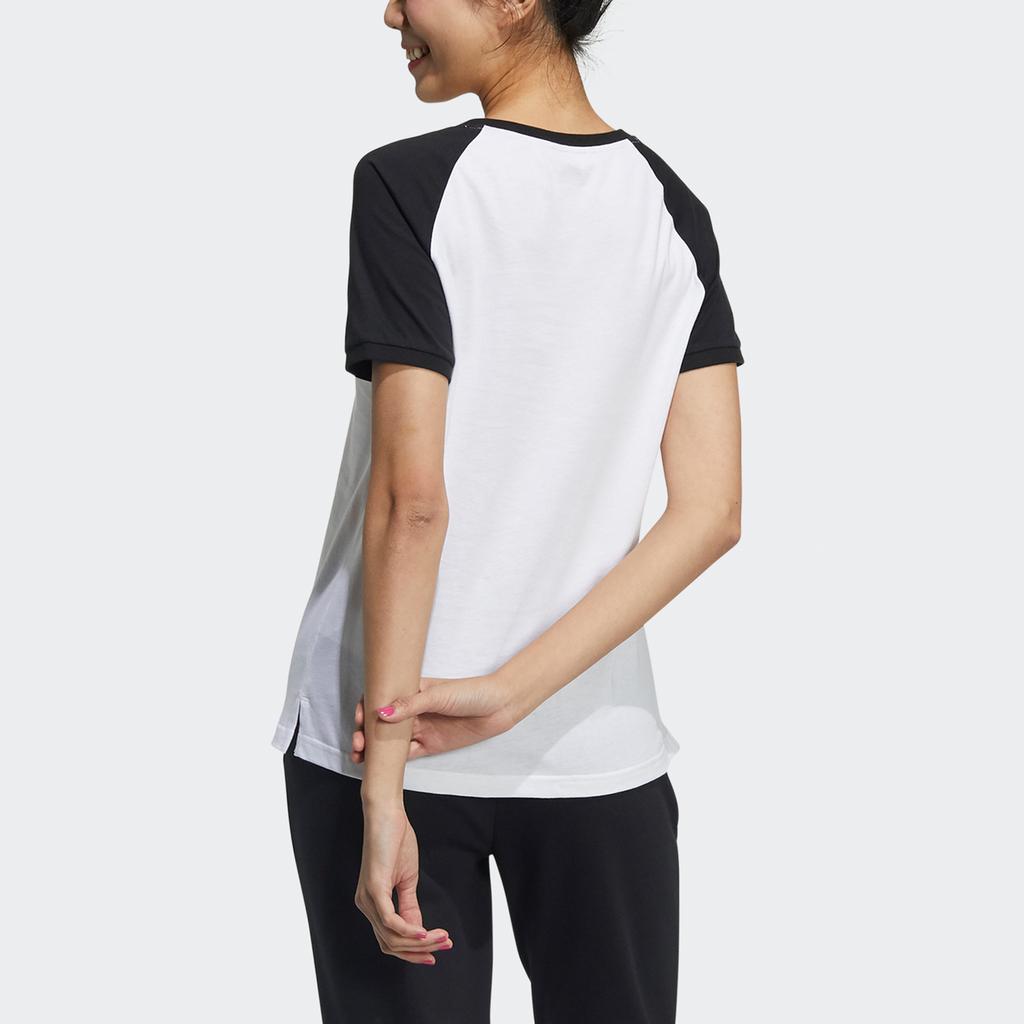 Adidas Neo Logo Print Color Block Regular T-Shirt Women Tops White GP5571