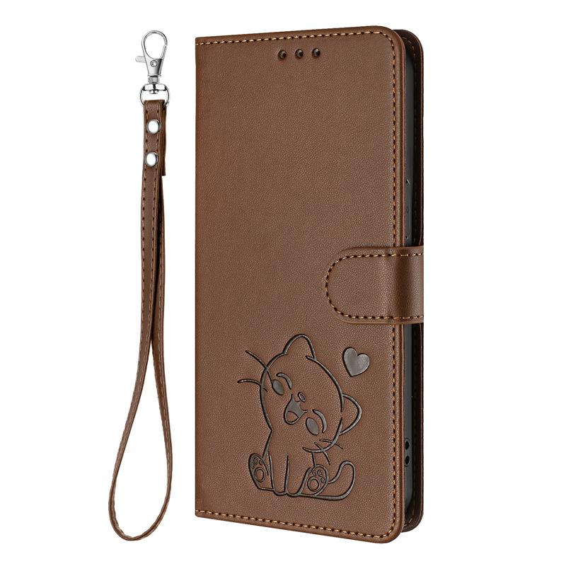 Applicable iPhone17promax iPhone leather case17AiR Heart-shaped cat flip cover card holder15Pro Protective Sleeve