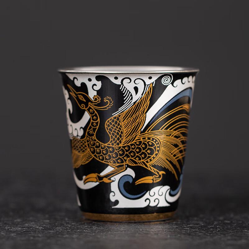 Chaxun Gilded Silver Ceramic Master Teacup Gift Set - Vermilion Bird