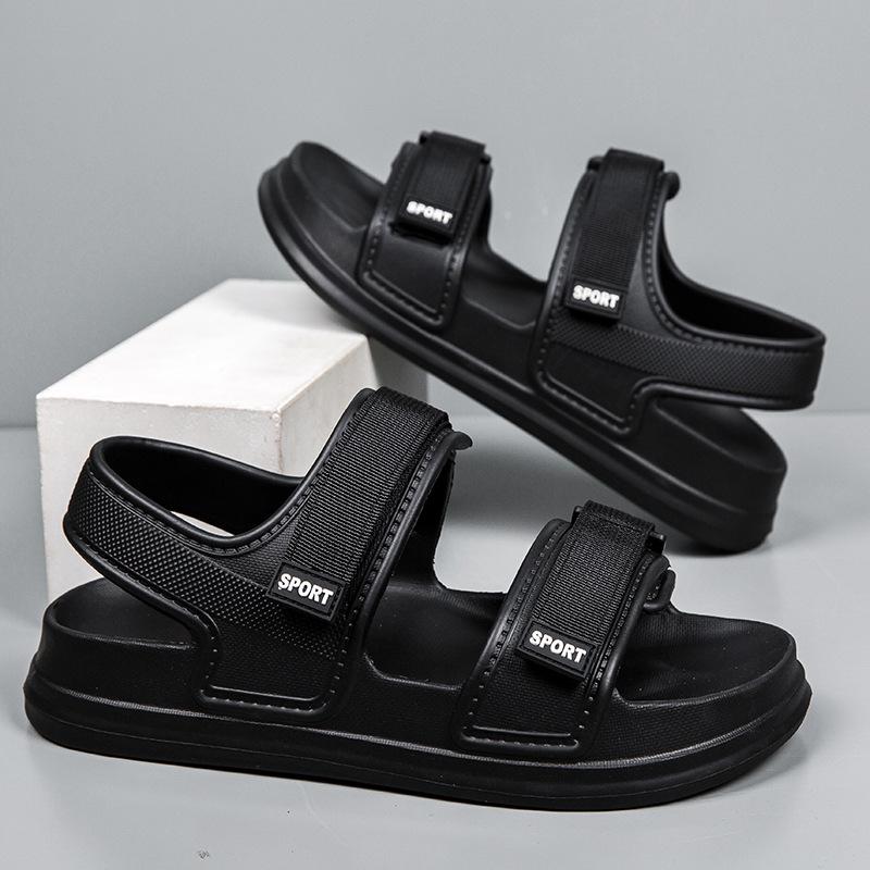 Fashion New Beige Unisex Sandals Solid Color Comfortable Lightweight Hook Loop Platform Sandals Outdoor Beach Sandals for Men