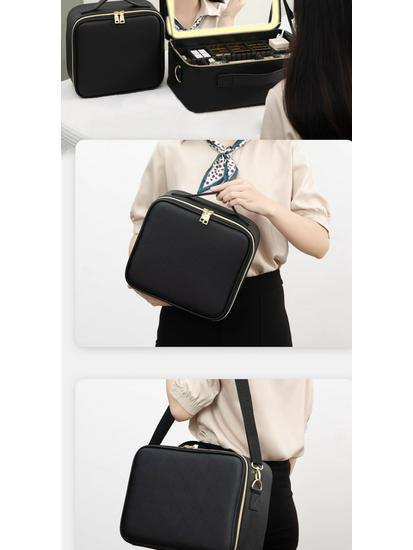 Women's LED Light Makeup Bag with Mirror 2025 – Large Capacity Handheld Cosmetic Storage Box