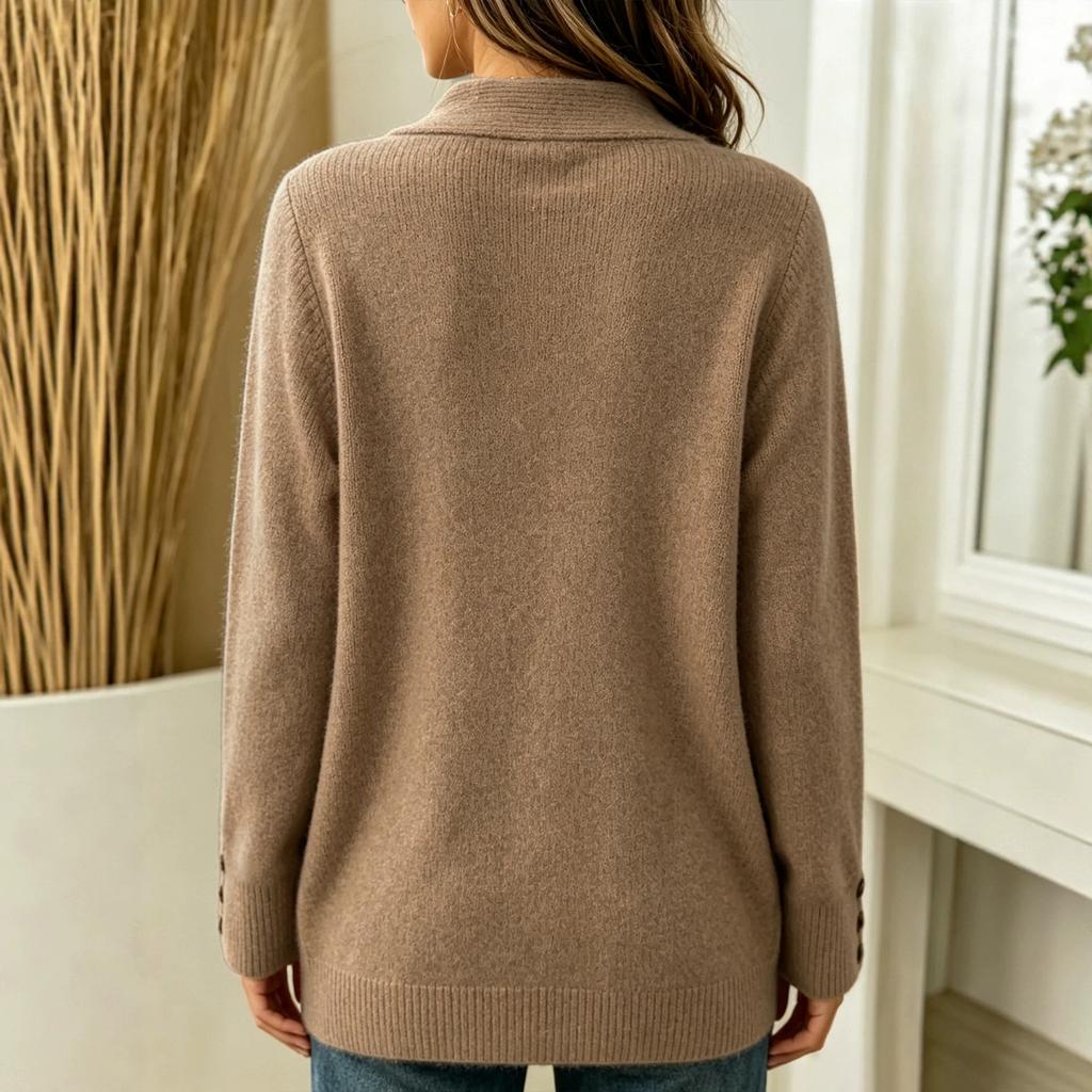 Women's Sweater, Button-Front, Long Sleeve, Loose Fit for Fall and Winter