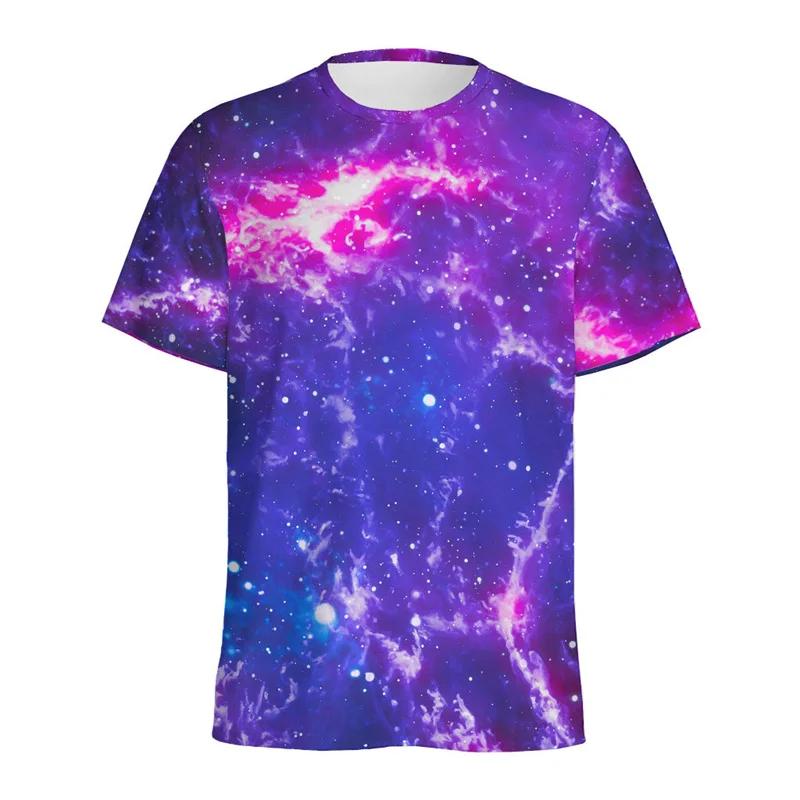

Барвиста футболка з космічним візерунком Галактики Чоловіча літня з круглим вирізом та коротким рукавом 3D-принтом Зоряного неба Футболки Топи Вулична вільна футболка 6XL