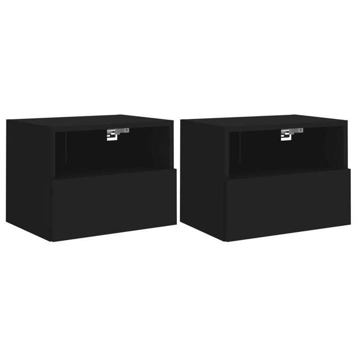 VidaXL Meubles TV muraux 2 pcs noir 40x30x30 cm bois d'ingénierie 836843