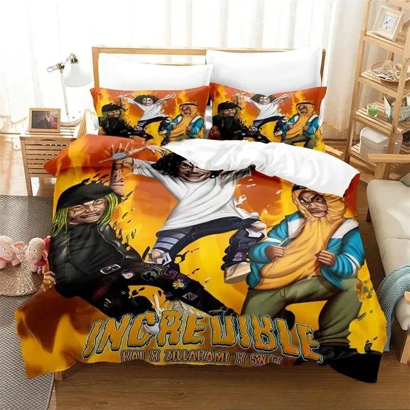 3D-print Zillakami Rapper Sängkläder Set Pojkar Flickor Enkel Dubbel Queen King Storlek Påslakan Örngott Säng pojkar Tonåringar Vuxna
