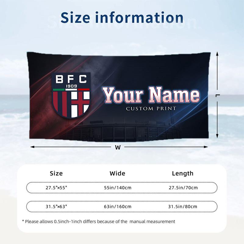 Custom Text Beach Towel, Soft Absorbent Swimming Multi-use TowelBologna FC