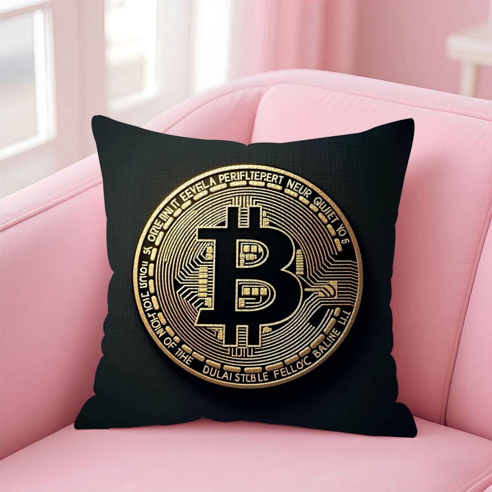 Cool Bitcoin Cushion Cover Natural Linen Pillow Case DoubleSided Print Decorative Sofa Pillowcase Home Decor Gift