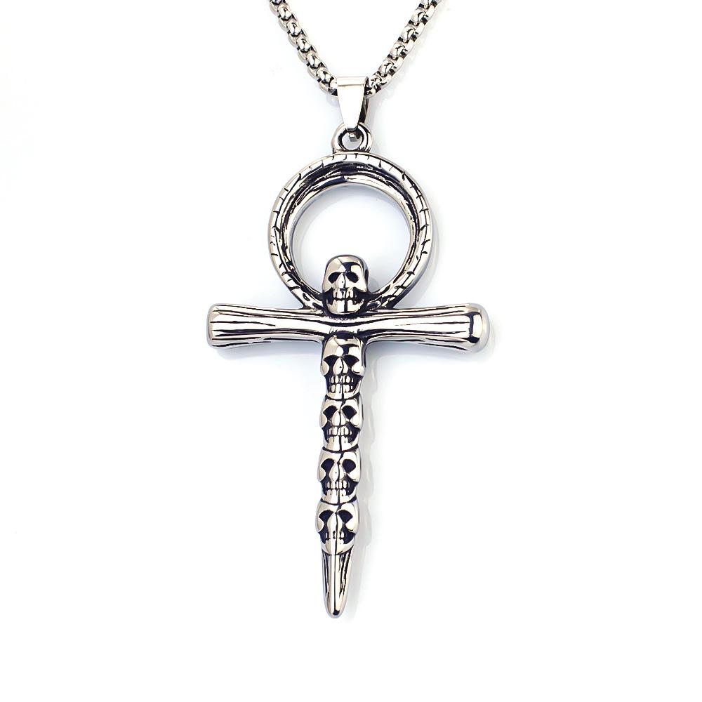 Hip Hop Chinese Dragon Embossed Round Pendant Necklace for Men and Women - Titanium Stainless Steel.