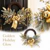 Christmas Gold Ball Wreath with Dried Branches, Gold Decoration Set for Door and Wall Hanging