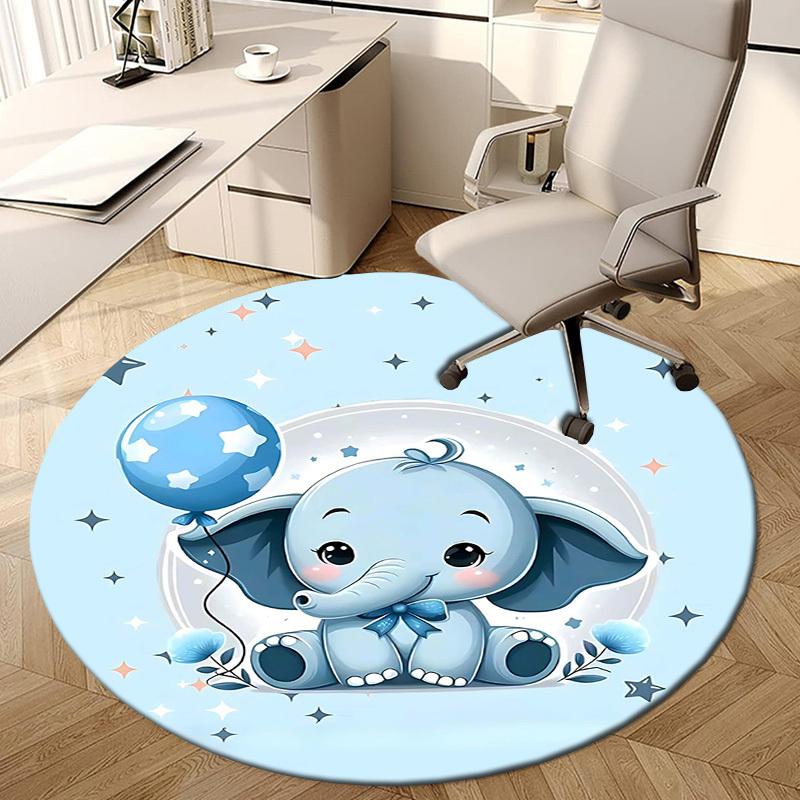 1PC Elephant Balloon Non-Slip Floor Round Carpet, Office, Family, Bedroom, Large Area Rug Indoor Rugs, Vibrant Colors-Z0437