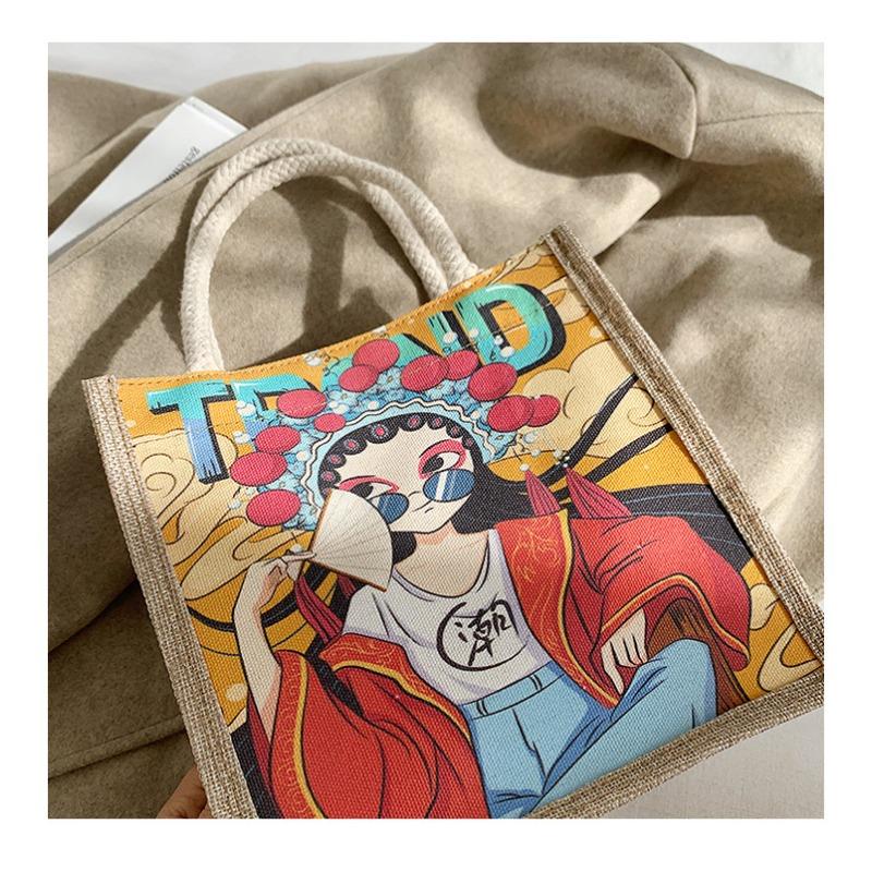 Women's Bags Guochao New Women's Bags Printed Fruit Actors Linen Fashion Trendy Women's Bags