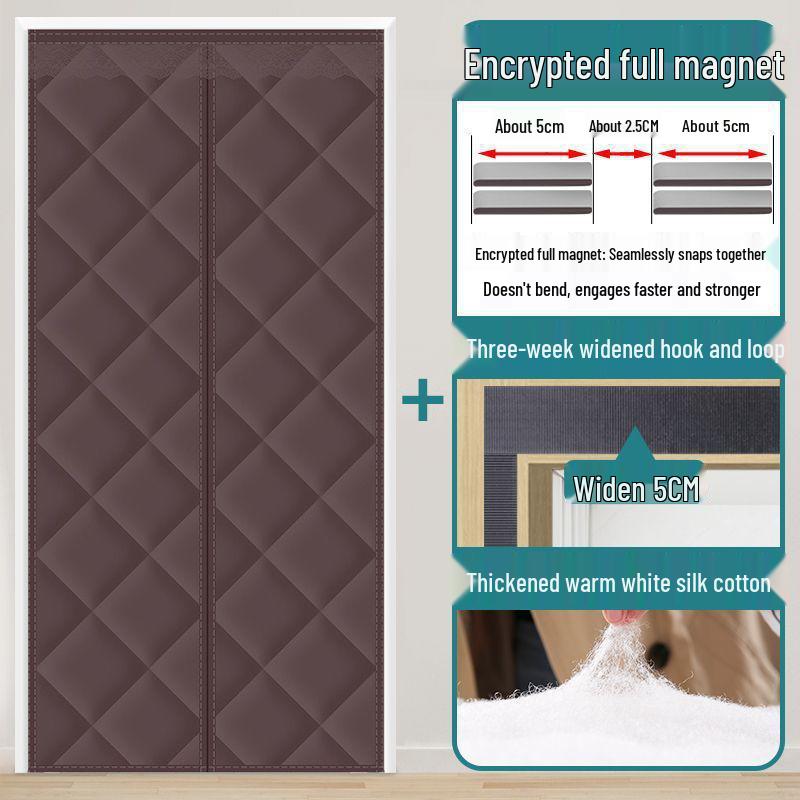 Winter Windproof & Soundproof Magnetic Double-Opening Door Curtain - Thickened, Cold-Proof, Self-Adhesive Cotton for Home