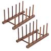 2pcs Durable Vertical Design Dish Drying Rack Brown Color Collapsible Dish Storage Rack Cabinet Organizer For Kitchen Use