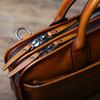 NZPJ Men's Leather Briefcase Retro Top Layer Cowhide Large Capacity Handbag European and American Fashion Shoulder Computer Bag