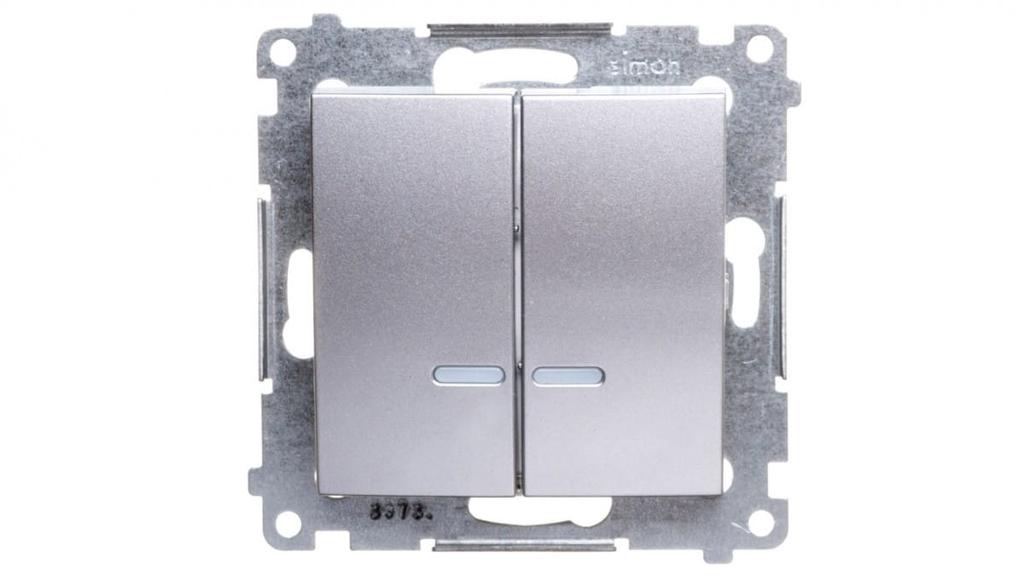 Simon 54 Splashproof Candle Switch Ip44 With Illuminated, Quick Connectors, Matt Silver Dw5Bl.01/43