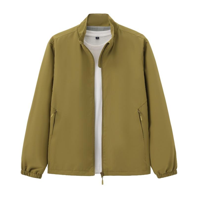 Men Stand Collar Jacket Full Zip Lightweight Casual Outerwear Coat