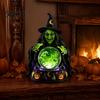 Atmospheric Party Decoration LED Lighted Halloween Faux Crystal Ball Decoration, Resin Witch/Skeleton/Cat/Ghost Figurine with Spooky Fireplace Accents