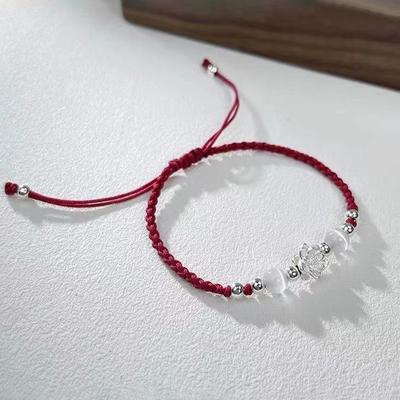 Retro Chinese Style Adjustable Handmade Braid Bracelet For Women Girls Fashion Lotus Flower Beaded Bracelet Jewelry Gifts