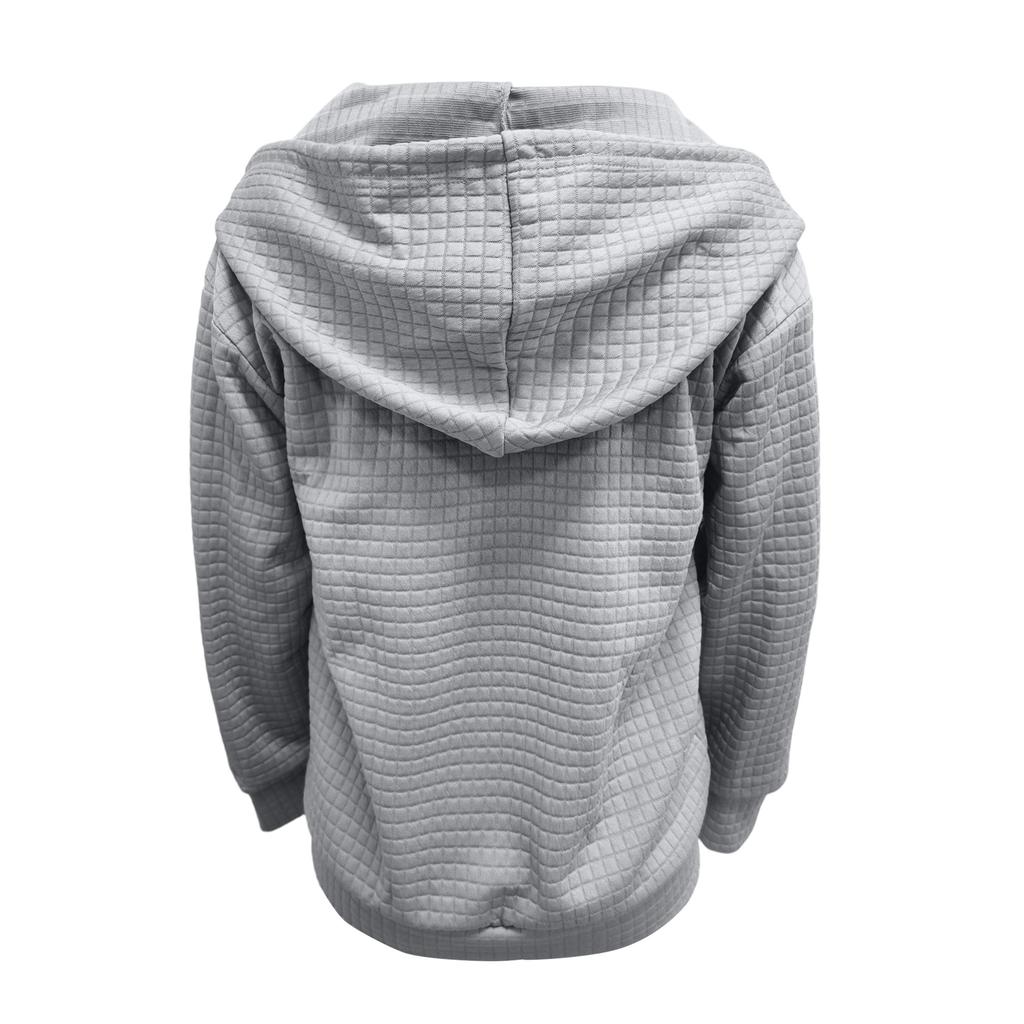 Women's Solid Color Zipper Hooded Cardigan Long Sleeved Sweatshirt Jacket