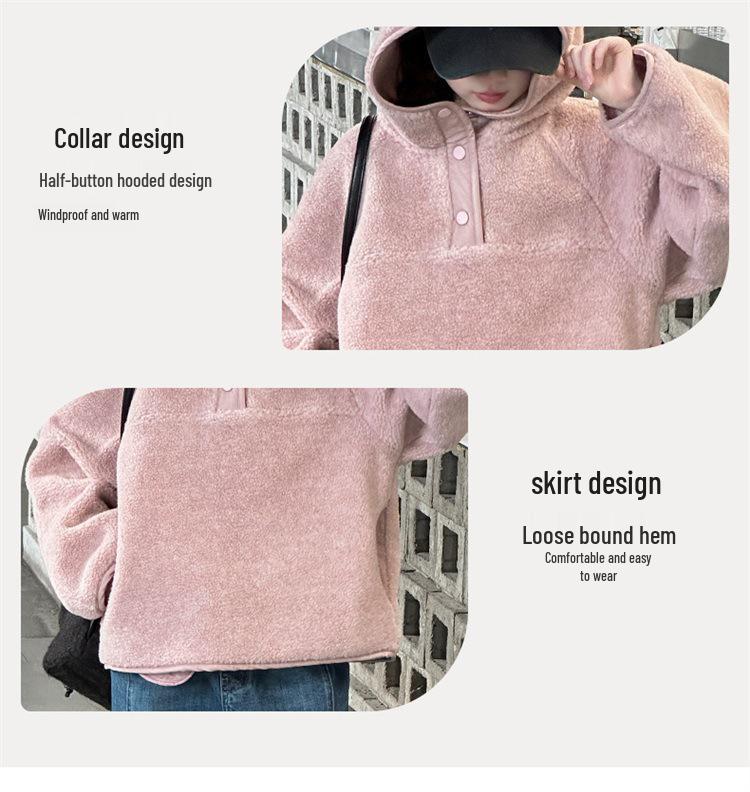 Girls' 2025 Korean Style Fuzzy Hooded Sweater - Autumn/Winter Warm, Loose Pullover