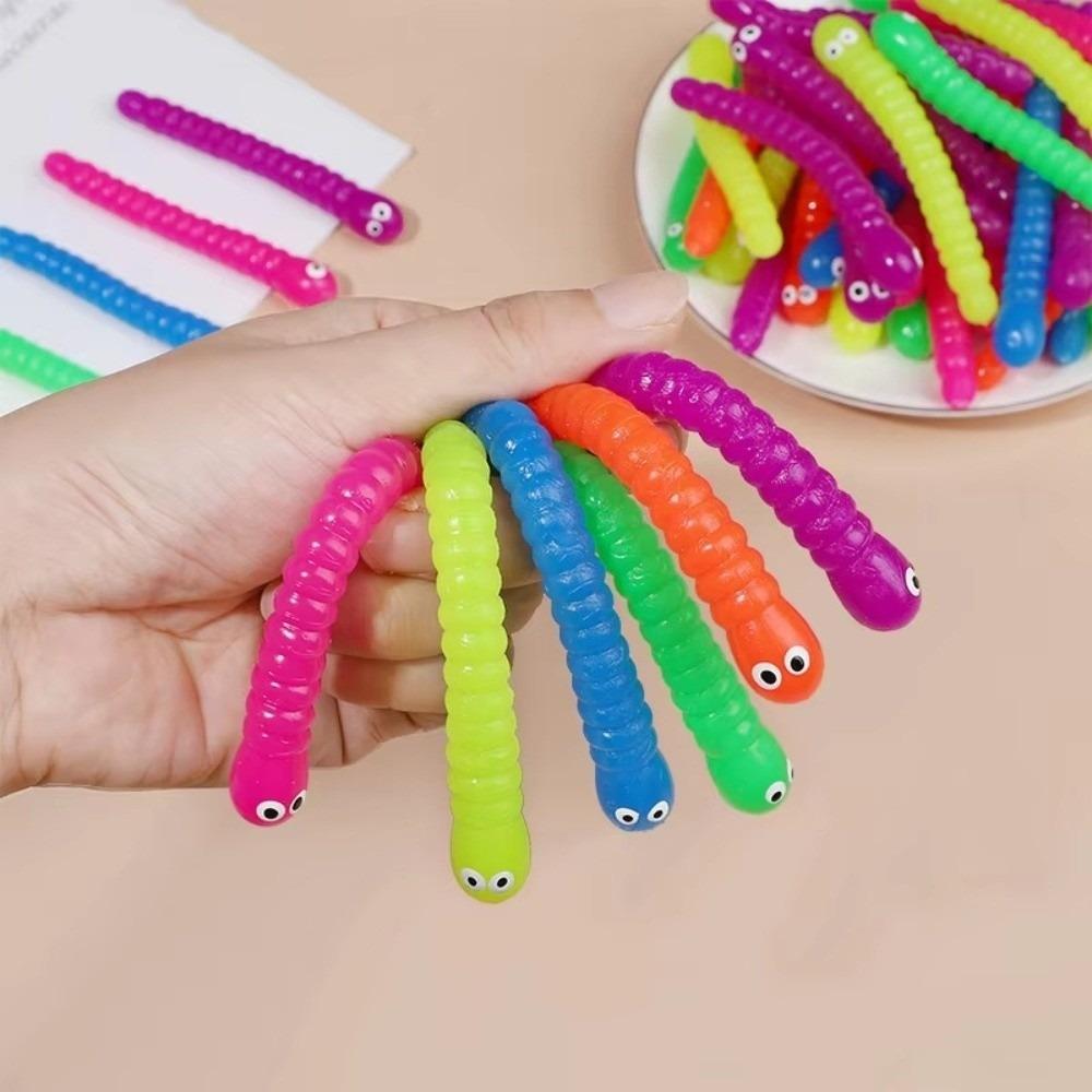 5/12Pcs Soft Caterpillars Stretch String Anti Stress Release Decompression Toy New Squeeze Toy  Kids
