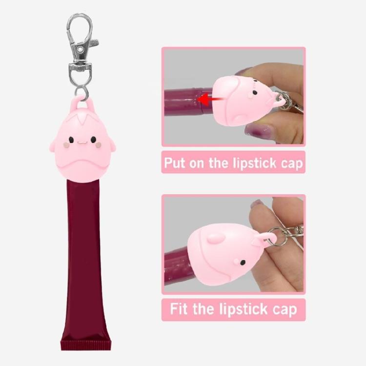 Trendy Cartoon Lip Gloss Keychain Accessory Sturdy Silicone Cover For Cosmetic Organization And Style Expression