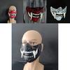 Djävulskrigare Hannya Halvansikte Latexmask Halloween Kostymrekvisita Skräckinjagande Cosplayrekvisita