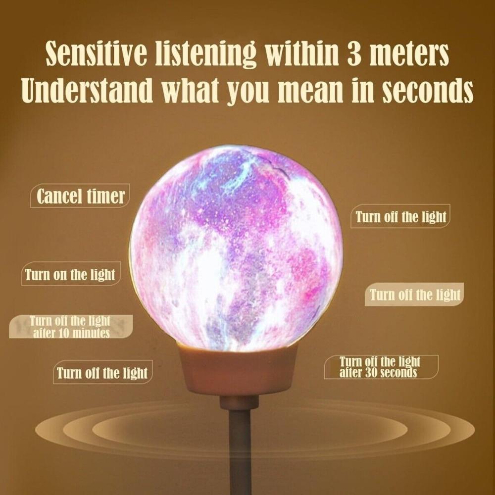 3 Lighting Modes USB Energy-Saving Lamp Voice Control Bedside Lamp New Smart Moon Lamp