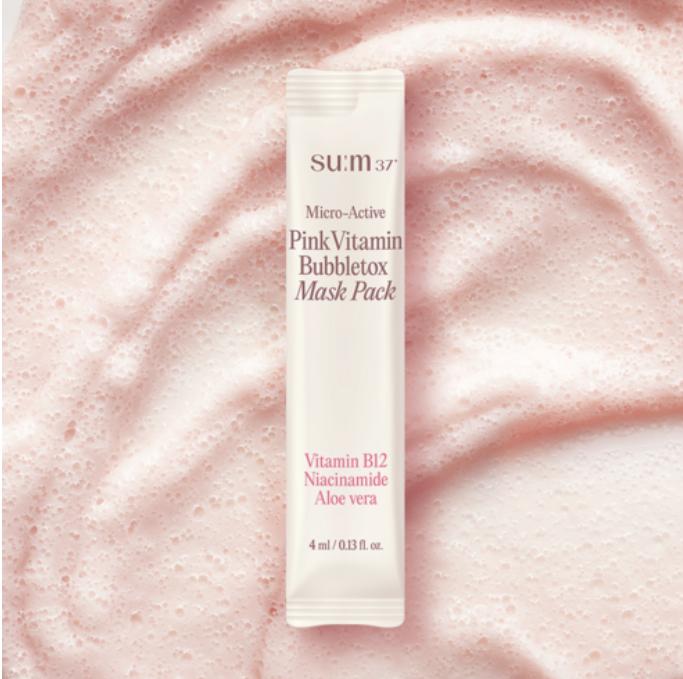 SUM37 Micro-Active Pink Vitamin Bubbletox Mask 14 Sheets – Brightening & Cleansing Care