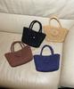 Slowslowly Camellia Handmade Crochet Raffia Mini Tote Bag _ Navy