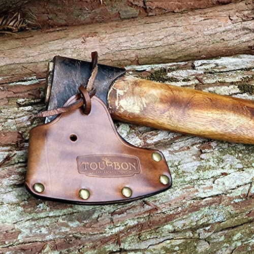 TOURBON Axe Cover Sheath Leather Hand Axe Case for Camping and Wood Splitting