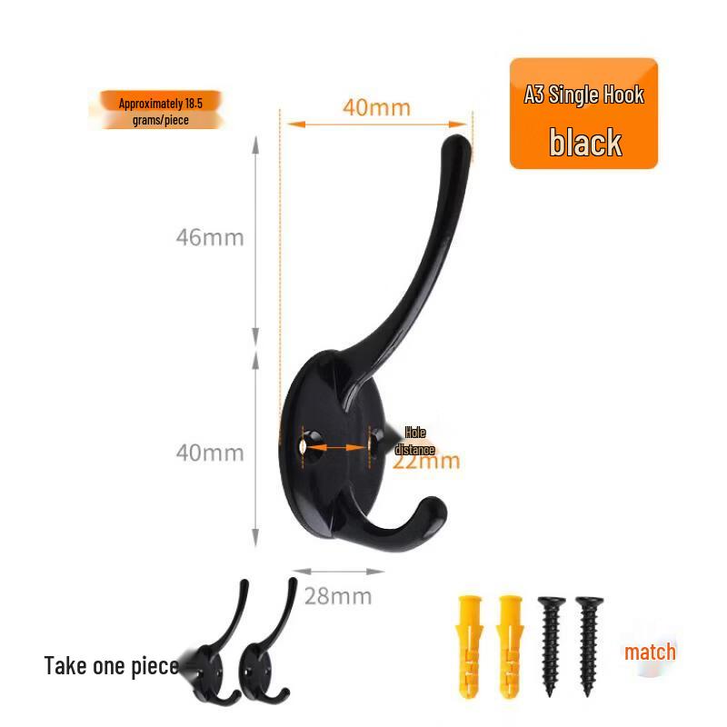 

Rongyu A3 Black Double Wall Hooks (10-Pack)