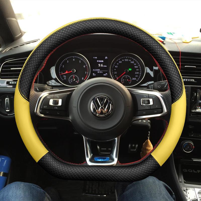 Car Steering Wheel Cover Artificial Leather For Volkswagen Golf 7 GTI Golf R MK7 VW Polo GTI Scirocco 2015 2016 Auto Interior Et4