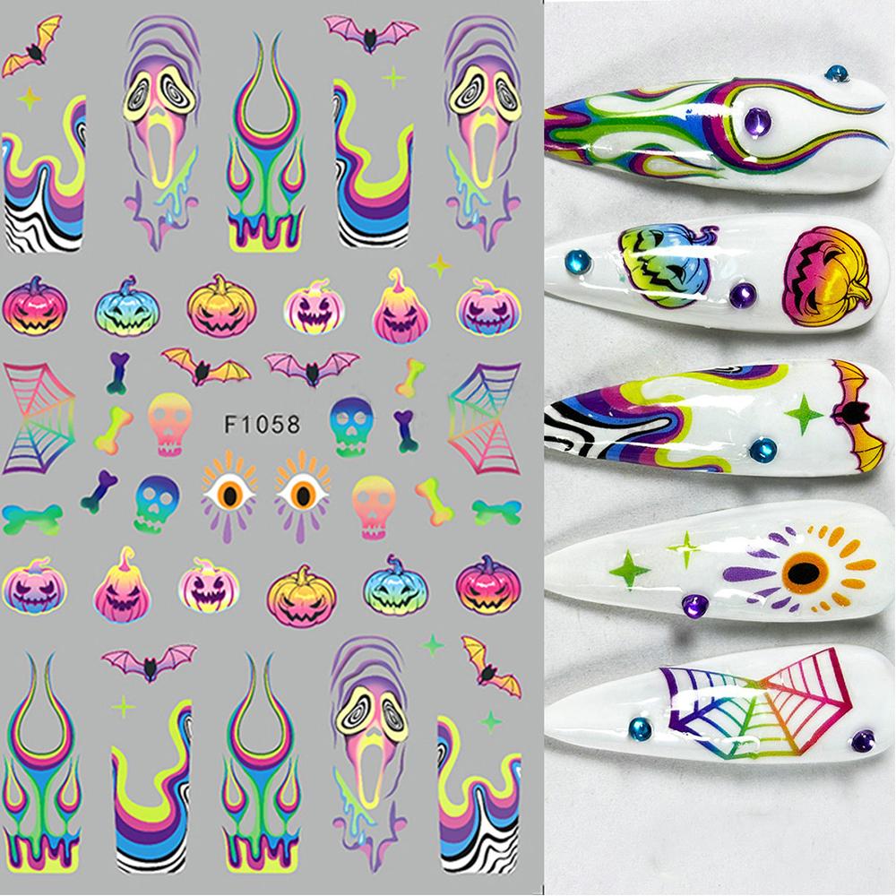 5 Sheets Halloween Nail Art Stickers For DIY Nail Supplies Decoration