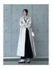 Women's Extra Long Grey Trench Coat, Spring/Autumn 2025, Ankle-Length Casual Outerwear